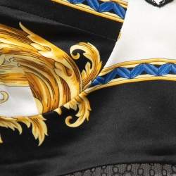 Versace Tribute Black/Multicolor Printed Silk Bustier Crop Top S