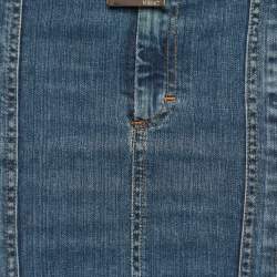 Pre Owned Versace Blue Denim Studded Belt Detail Mini Skirt S