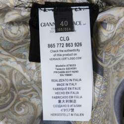 مملوكة مسبقًا Versace Black Baroque Print Silk Long Sleeve Mini Dress S