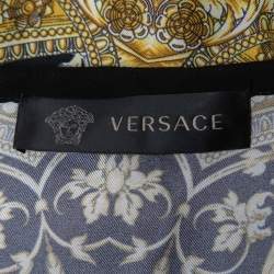 مملوكة مسبقًا Versace Black Baroque Print Silk Long Sleeve Mini Dress S