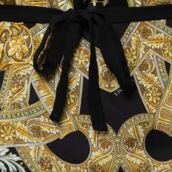 مملوكة مسبقًا Versace Black Baroque Print Silk Long Sleeve Mini Dress S