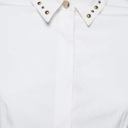Pre Owned Versace White Cotton Stud Detail Button Front Shirt S