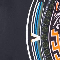 Pre Owned Versace Black Printed Crepe Long Sleeve Mini Dress S