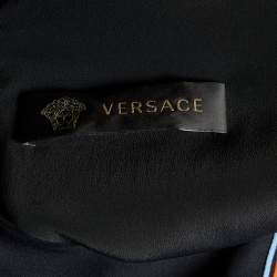 Pre Owned Versace Black Printed Crepe Long Sleeve Mini Dress S