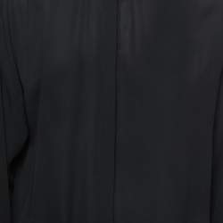 Versace Black Silk Button Front  Tie Detail Mini Shirt Dress M