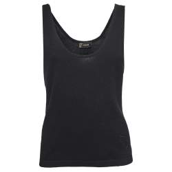 Versace Vintage Black Wool Knit Tank Top M