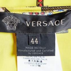 Pre Owned Versace Yellow Logo Printed Kaftan Mini Dress M