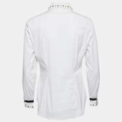 Pre Owned Versace White Cotton Stud Detail Full Sleeve Shirt M