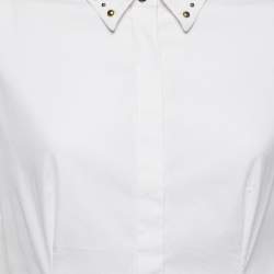 Pre Owned Versace White Cotton Stud Detail Full Sleeve Shirt M