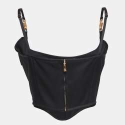 Versace Medusa Bonded Jersey Bustier Crop Top in Black