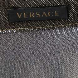 Versace Metallic Lurex Silk Blend Ruched Sleeve Neck Tie Detailed Shirt Blouse S