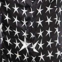 Pre Owned Versace Black Star Printed Silk Satin Button Front Full Sleeve Shirt S