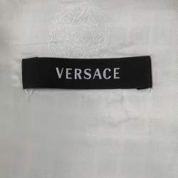 Pre Owned Versace White & Lilac Printed Cotton Sleeveless Sheath Dress M