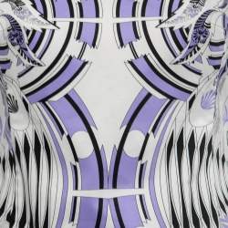 Pre Owned Versace White & Lilac Printed Cotton Sleeveless Sheath Dress M