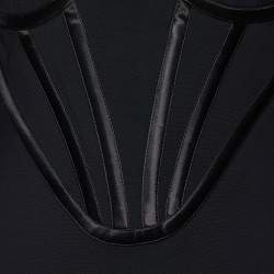 Pre Owned Versace Black Crepe Corset Mini Dress S