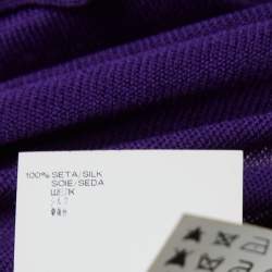 Versace Purple Silk Knit Contrast Trim Button Front Cardigan L