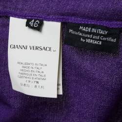 Pre Owned Versace Purple Silk Knit Contrast Trim Sleeveless Top L