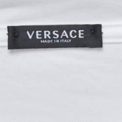 Pre Owned Versace White Studded Cotton Crew Neck Half Sleeve Goddess T-Shirt M