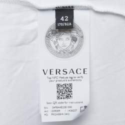 Pre Owned Versace White Studded Cotton Crew Neck Half Sleeve Goddess T-Shirt M