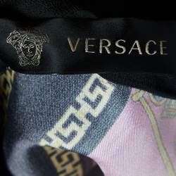 Versace Pink Printed Silk Metal Shoulder Cowl Neck Sleeveless Mini Dress S