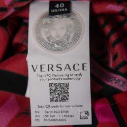 Pre Owned Versace Red/Pink Abstract Print Silk Button Front Full Sleeve Shirt S