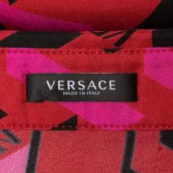 Pre Owned Versace Red/Pink Abstract Print Silk Button Front Full Sleeve Shirt S