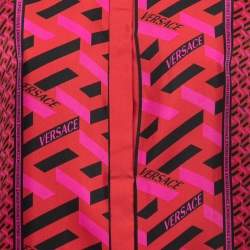 Pre Owned Versace Red/Pink Abstract Print Silk Button Front Full Sleeve Shirt S
