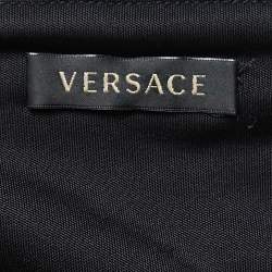 Pre Owned Versace Black/Yellow Print Silk Bustier Crop Top M