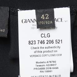 Pre Owned Versace Black/Yellow Print Silk Bustier Crop Top M