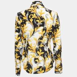 Pre Owned Versace Black/Gold Baroque Printed Silk Shirt S