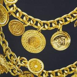 Pre Owned Versace Black/Gold Baroque Chain Printed Crepe Shift Dress M