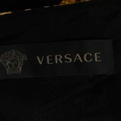 Pre Owned Versace Black/Gold Baroque Chain Printed Crepe Shift Dress M