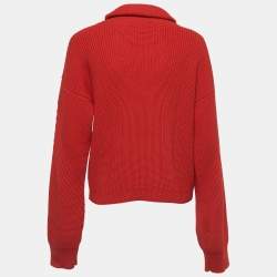 Versace Red Wool Knit Turtleneck Sweater M