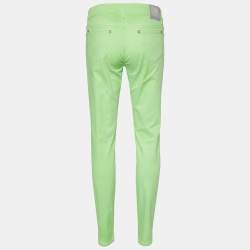 Pre Owned Versus Versace Neon Green Cotton Tapered Jeans M