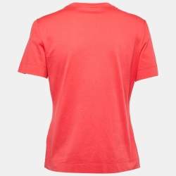 Pre Owned Versace Red Logo Embroidered Cotton Half Sleeve T-Shirt S