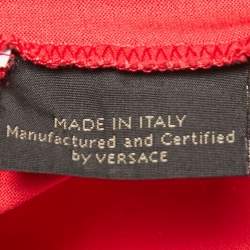 Pre Owned Versace Red Logo Embroidered Cotton Half Sleeve T-Shirt S
