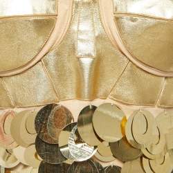 Pre Owned Versace Gold Sequin Embellished Strappy Mini Dress M