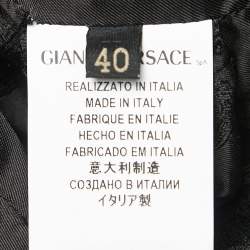 Pre Owned Versace Black Leather & Python Zip Front Biker Jacket S