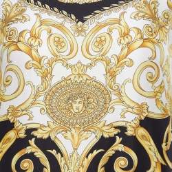 Pre Owned Versace Black Baroque Printed Silk & Knit Tank Top S