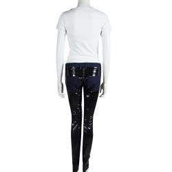 Versace Indigo Dark Wash Denim Contrast Paneled Jeans M