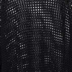 Pre Owned Versace Black Perforated Knit Long Sleeve Top S