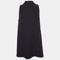 Pre Owned Versace Collection Black Crepe Metal Detail Shift Dress L