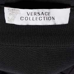 Pre Owned Versace Collection Black Crepe Metal Detail Shift Dress L