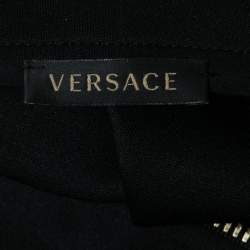 مملوكة مسبقًا Versace Black Logo Embroidered Jersey Zip Front Hooded Jacket S