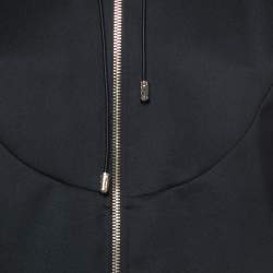 مملوكة مسبقًا Versace Black Logo Embroidered Jersey Zip Front Hooded Jacket S
