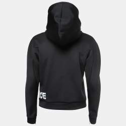 مملوكة مسبقًا Versace Black Logo Embroidered Jersey Zip Front Hooded Jacket S