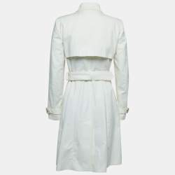 Versace Cream Cotton Double Breasted Belted Trench Coat M
