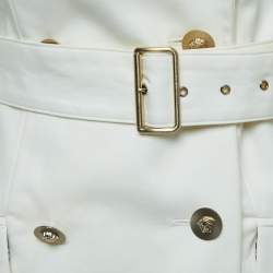 Versace Cream Cotton Double Breasted Belted Trench Coat M