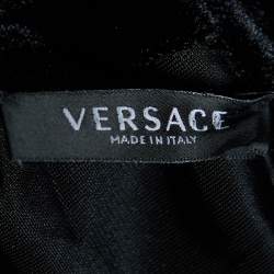 مملوكة مسبقًا Versace Black Velvet Belt Detail Hooded Jumpsuit M