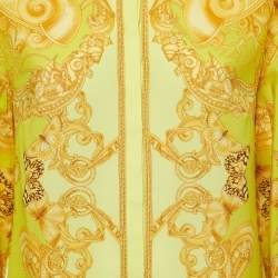 Versace Yellow All-Over Print Silk Button Front Full Sleeve Shirt L